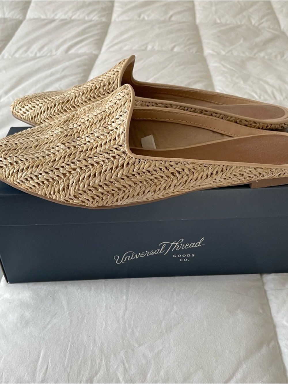 Universal Thread Woven Natural-Tone Slip-On Flats - Picture 2 of 11